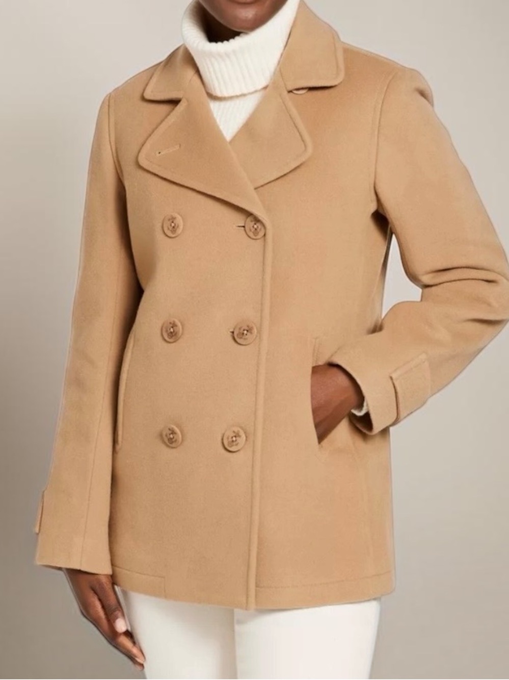 New! L.L. BEAN Classic Camel Lambswool Insulated Peacoat Size 14